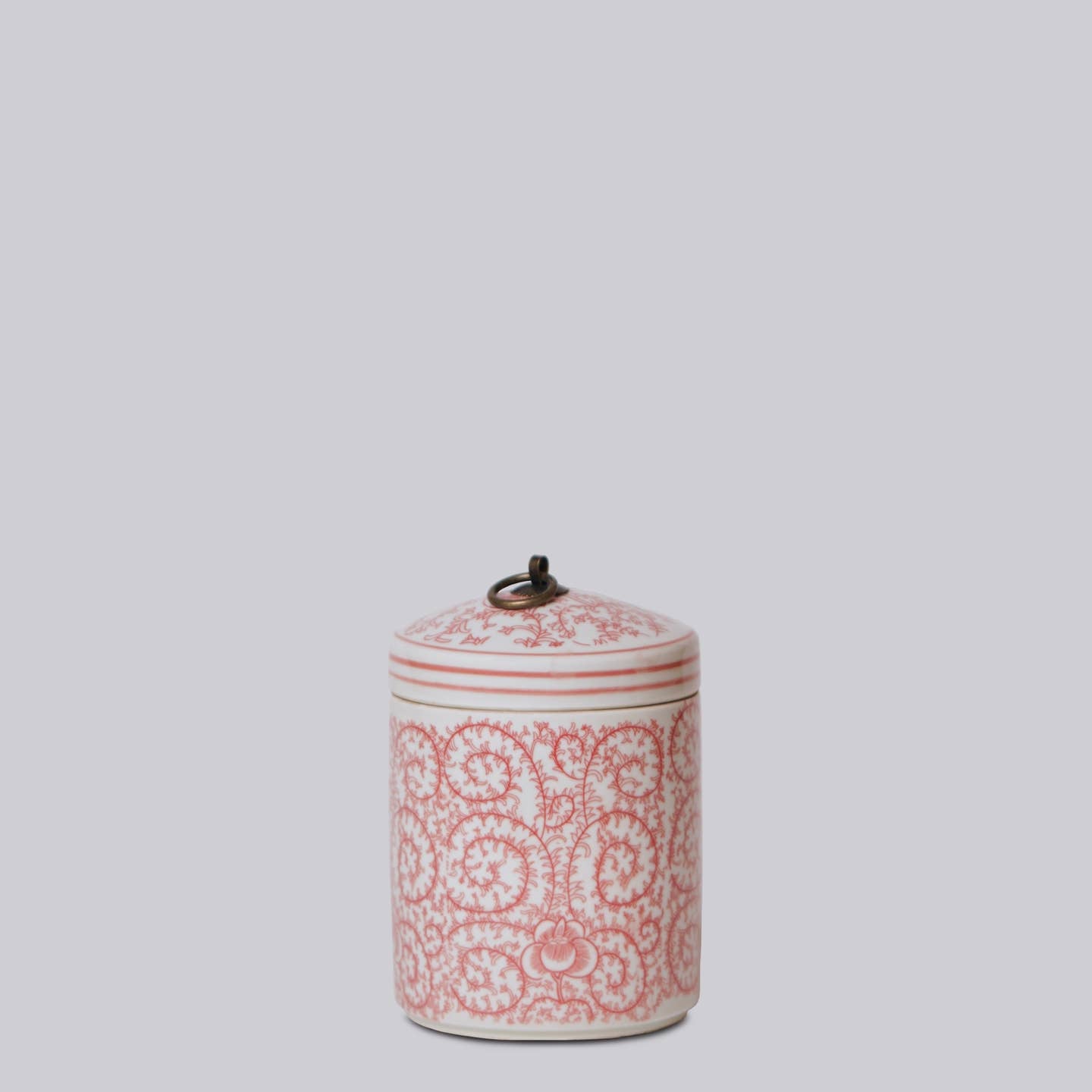 Red and White Porcelain Scrolling Peony Storage Jar