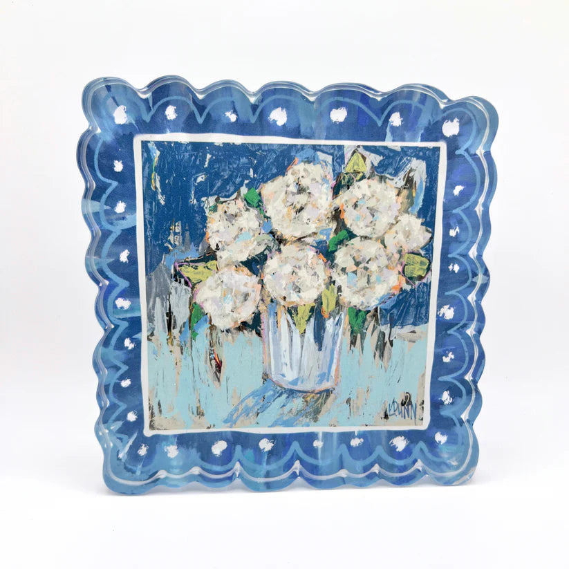 Scalloped Blue Hydrangea Acrylic Block