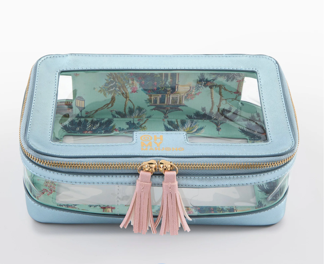 Metallic Light Blue Tile Storage Bag