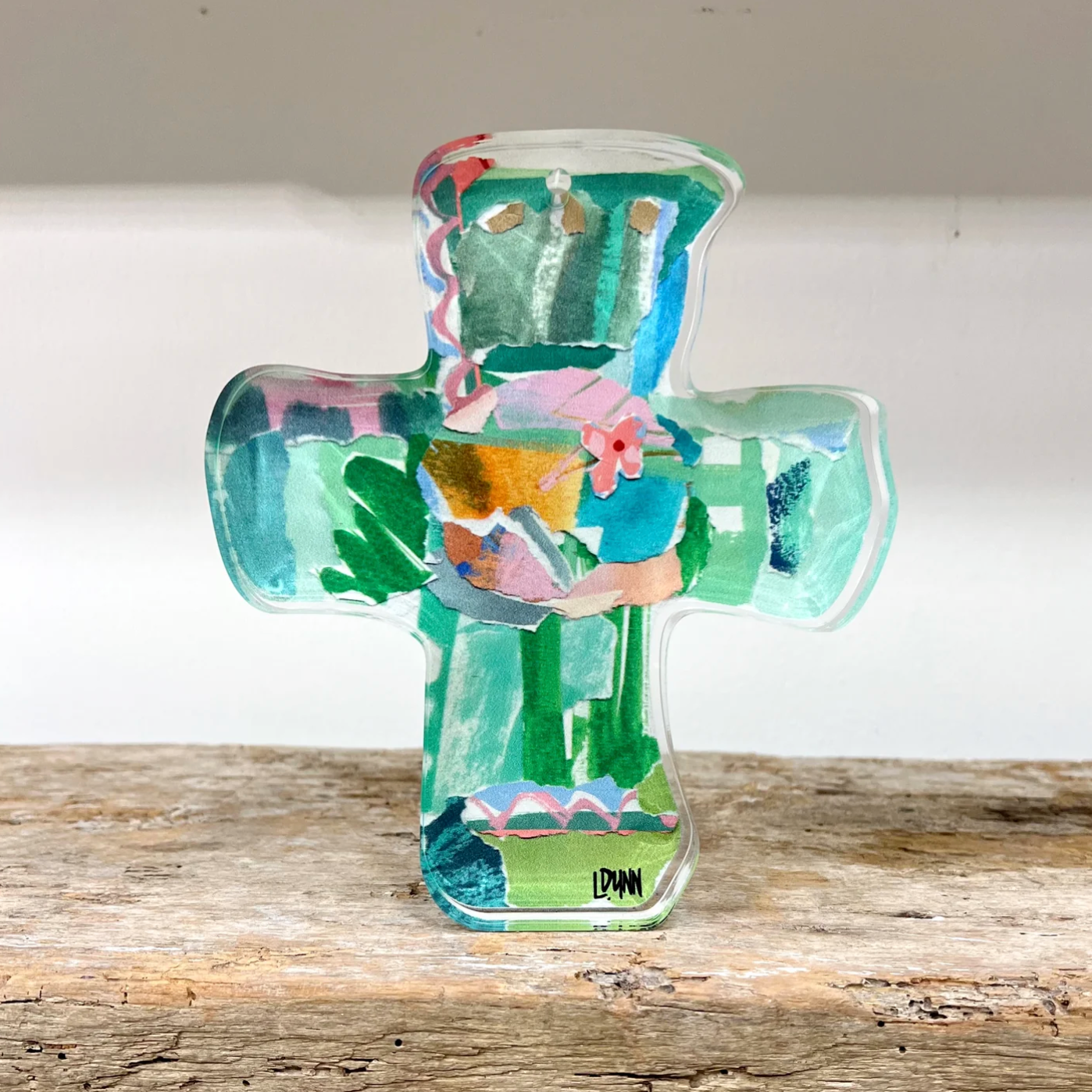 Green Everlasting Love Acrylic Cross