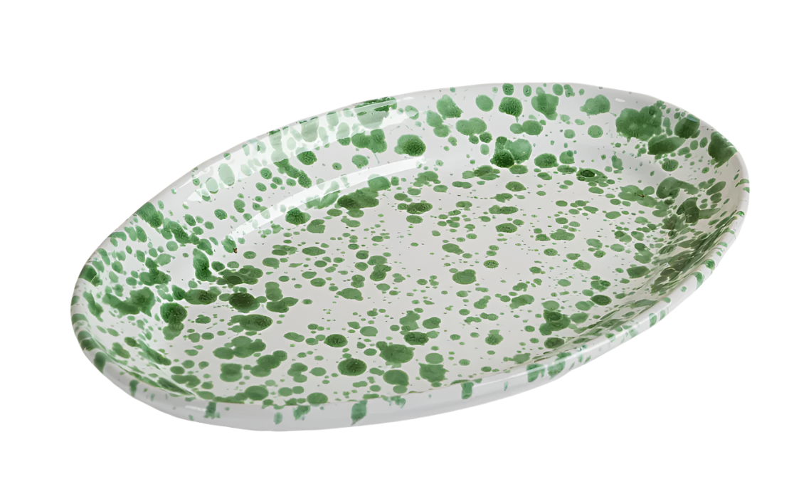 Taverna Speckled Oval Platter - Green/White