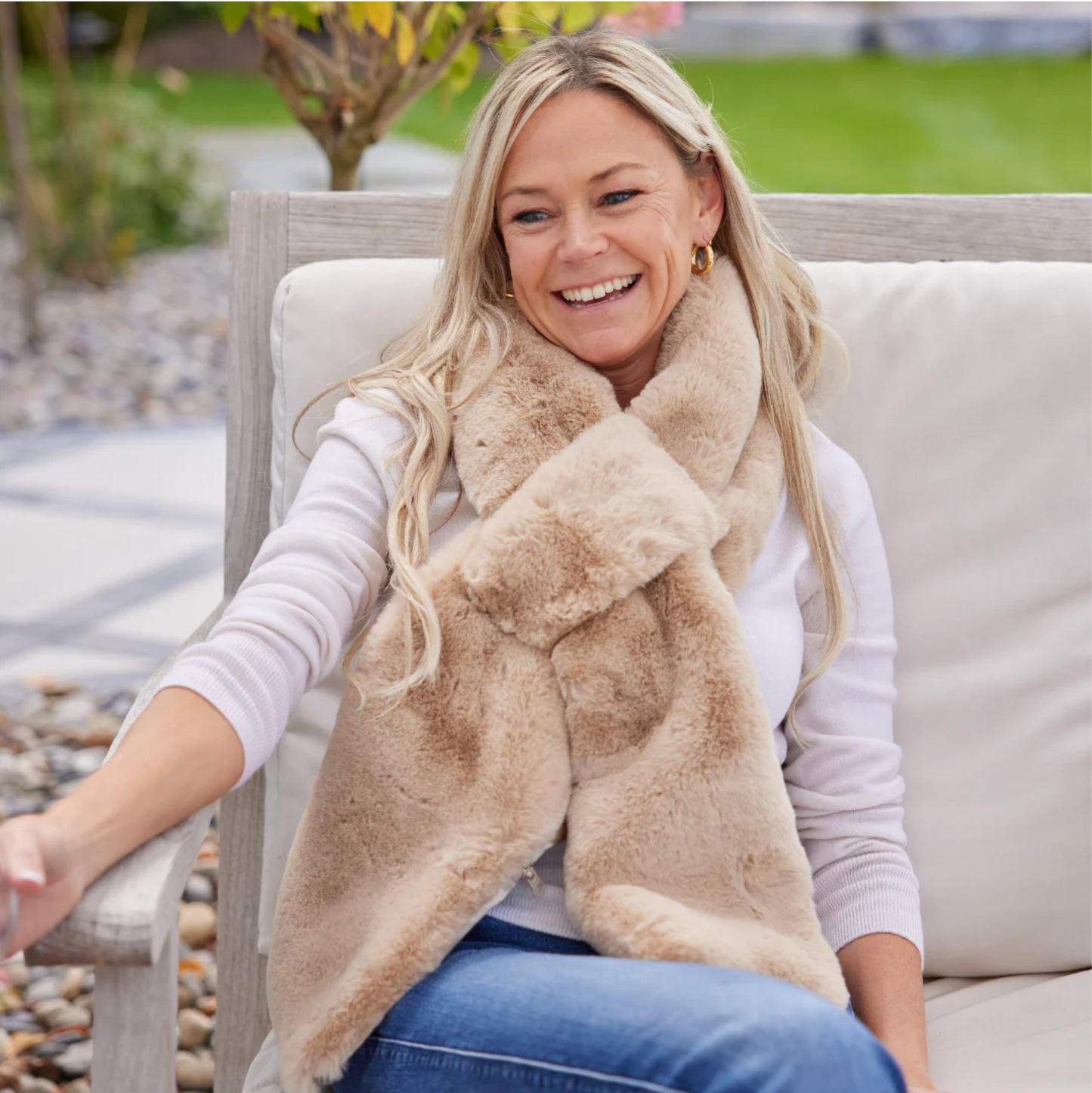 Camel Faux Fur Scarf