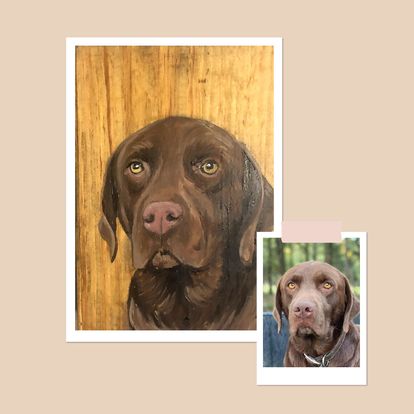 Custom 6 x 8" Wood Block Pet Portrait