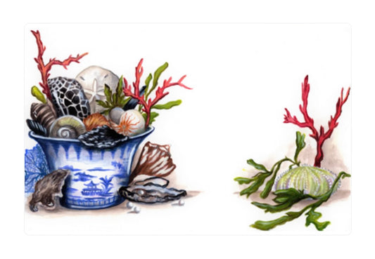 Set of 20 Placemats (Chinoiserie Pail & Seashells)