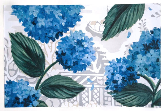 Set of 20 Paper Placemats (Blue Hydrangeas)