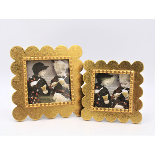 8x1x8" Mdf Scalloped Gold Leafed Photo Frame, Ope