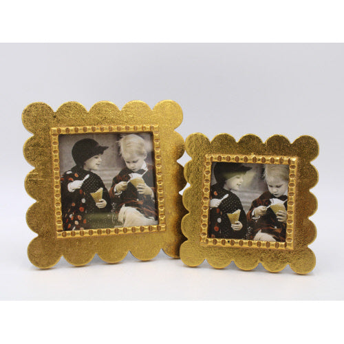 6x1x6" Mdf Scalloped Gold Leafed Photo Frame,