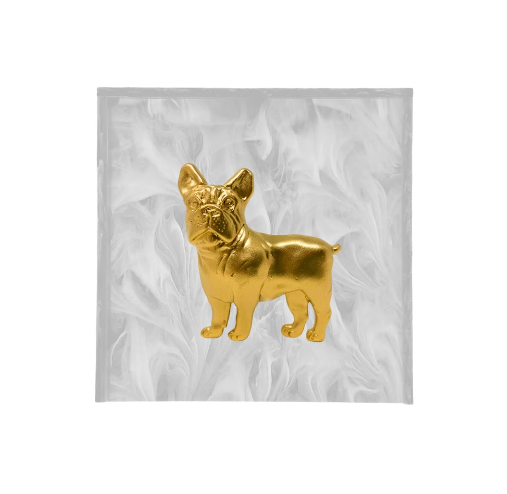 French Bulldog Cocktail Napkin Box in Pearl