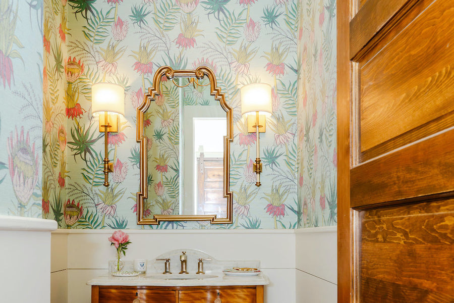 This Jewel Box Powder Room Brings The Tropics to Old Town Bluffton