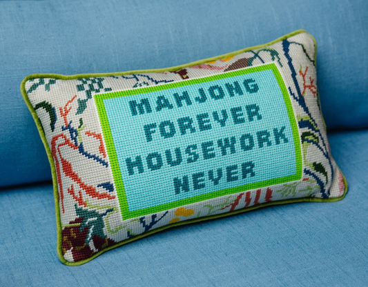 Mahjong Needlepoint Pillow