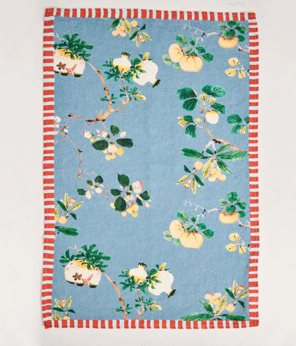Pomegranates Indigo Tea Towel