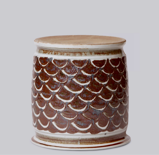 Rustic Copper Glazed Dragon Scale Porcelain Cachepot