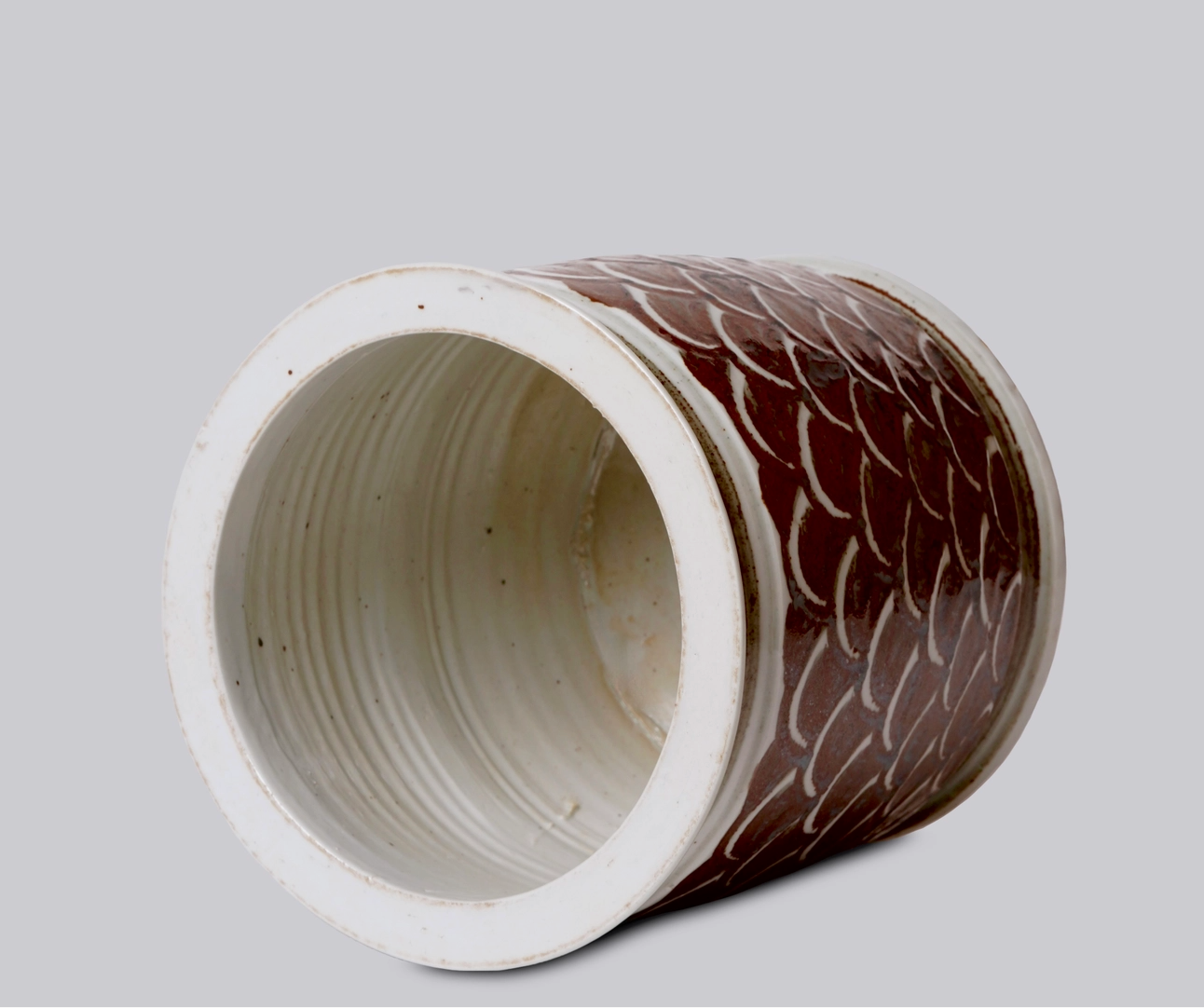 Rustic Copper Glazed Dragon Scale Porcelain Cachepot