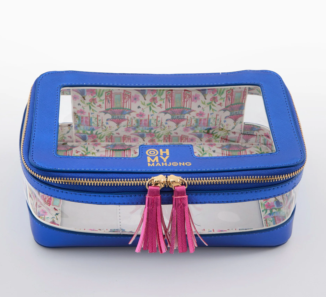 Metallic Blue Tile Storage Bag