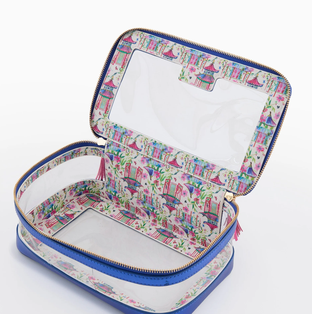 Metallic Blue Tile Storage Bag