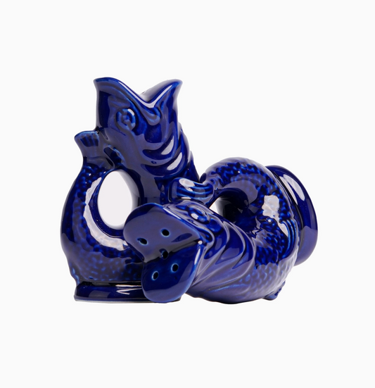 Cobalt Gluggle Jug Mini Ceramic Salt & Pepper Shakers Pair