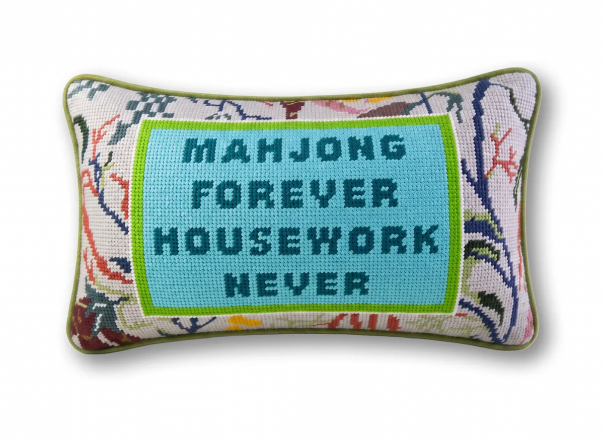 Mahjong Needlepoint Pillow