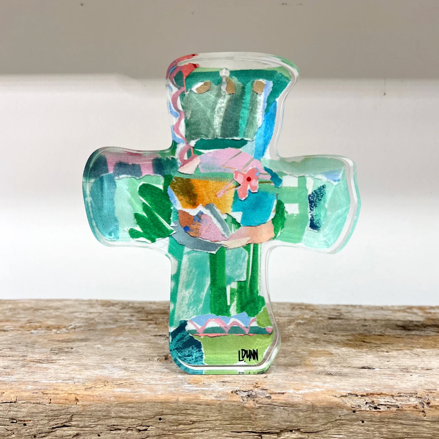 Lauren Dunn - Green Everlasting Love Acrylic Cross