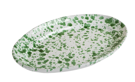 Taverna Speckled Oval Platter - Green/White