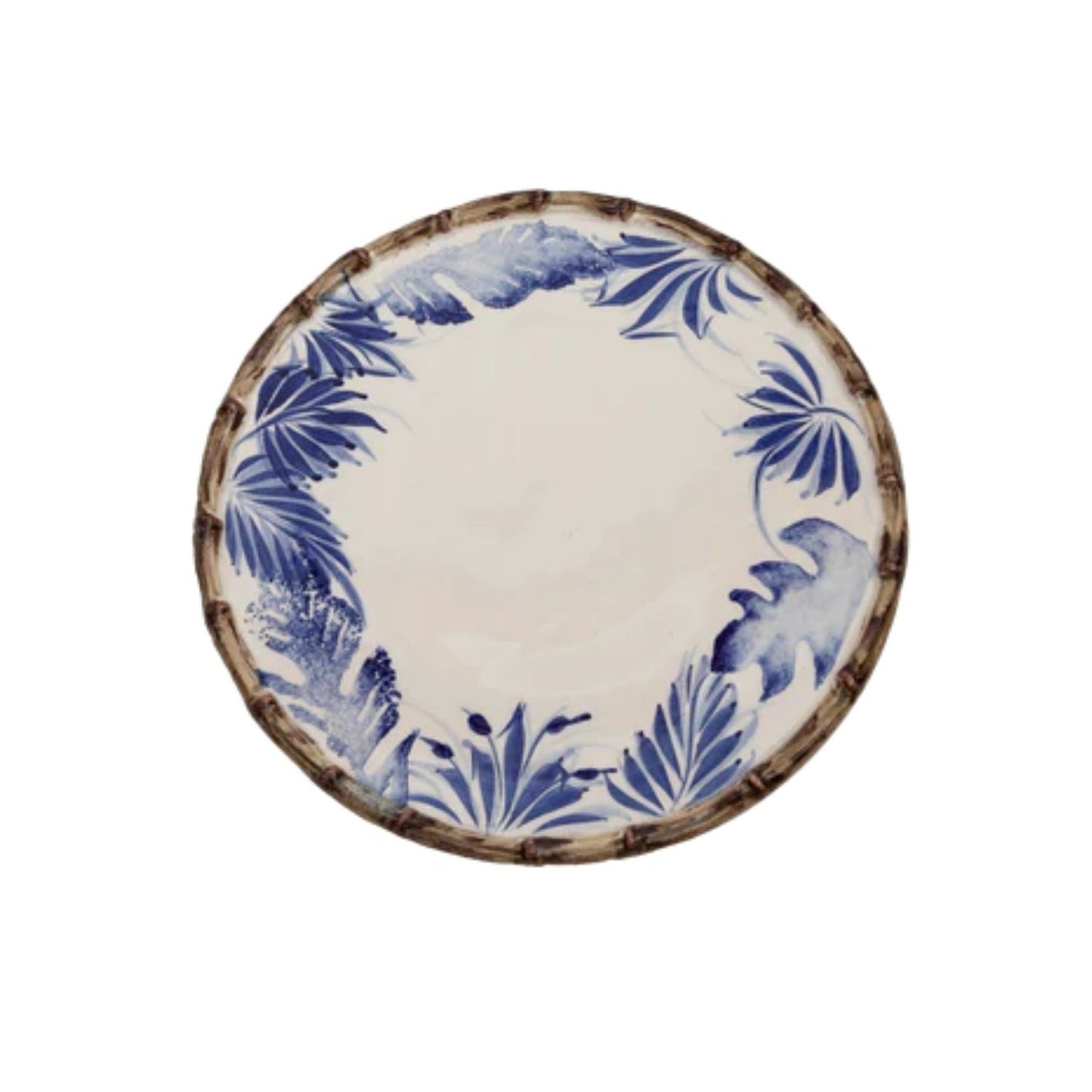 Compagnia Dessert Plate, Blue Leaves w/ Bamboo, Small Set of 4