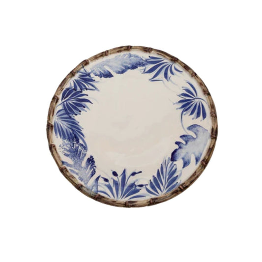Compagnia Dessert Plate, Blue Leaves w/ Bamboo, Small Set of 4